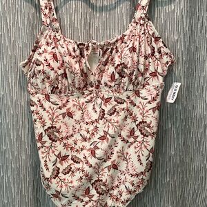 Old Navy Plus-size Pink, Red and Cream Floral Swimsuit